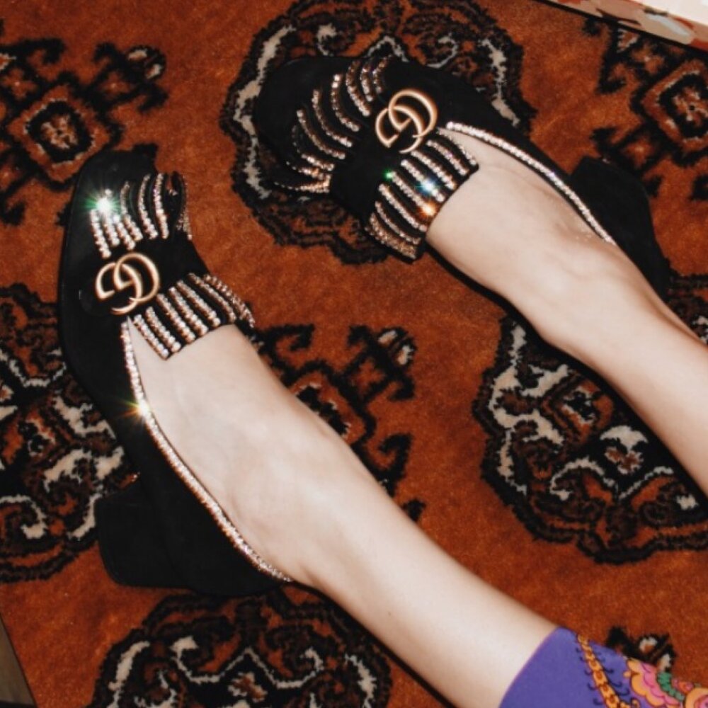 GUCCI MARMONT CRYSTAL EMBELLISHED PUMPS SIZE 38 IT, 8 US - Picture 8 of 9
